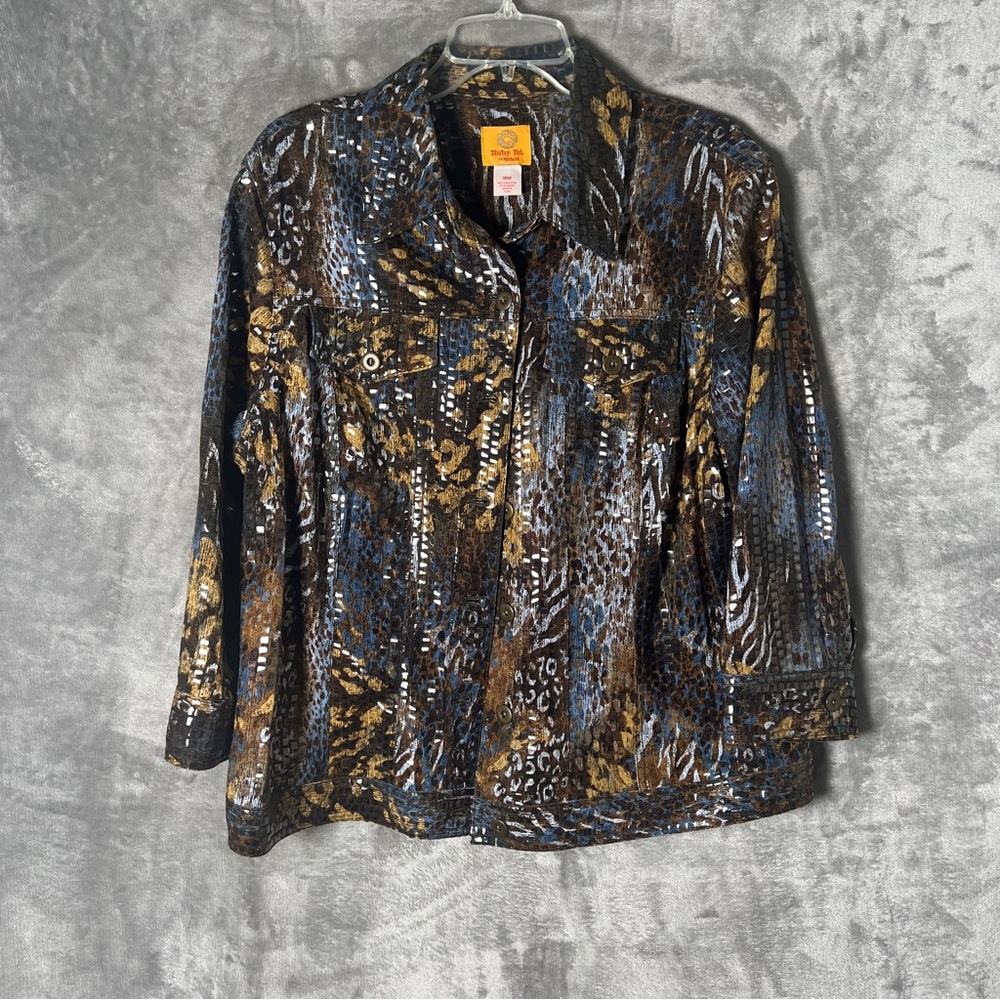 Ruby Rd. Blue And Brown Jean Jacket - image 1